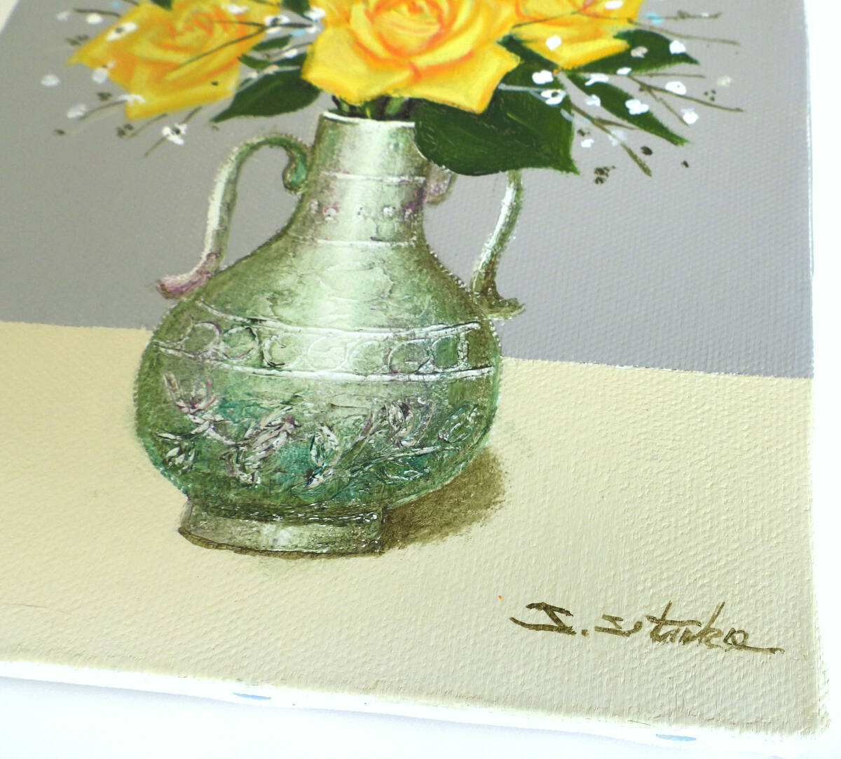 油彩画 SM号 千賀節子【薔薇(黄)】静物画「真作」|Yahoo!フリマ 油彩画 SM号 千賀節子【薔薇(黄)】静物画「真作」|Yahoo!フリマ