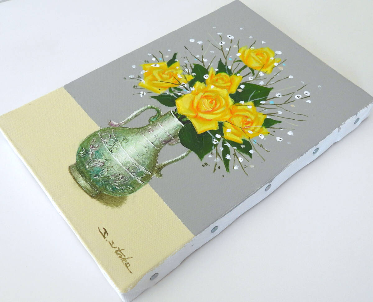 油彩画 SM号 千賀節子【薔薇(黄)】静物画「真作」|Yahoo!フリマ 油彩画 SM号 千賀節子【薔薇(黄)】静物画「真作」|Yahoo!フリマ