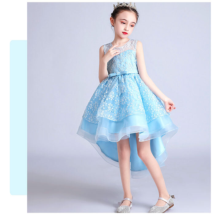 * голубой * 130cm * Kids платье для торжеств Short xjformaldress03 девочка платье ребенок одежда формальный формальный One-piece 