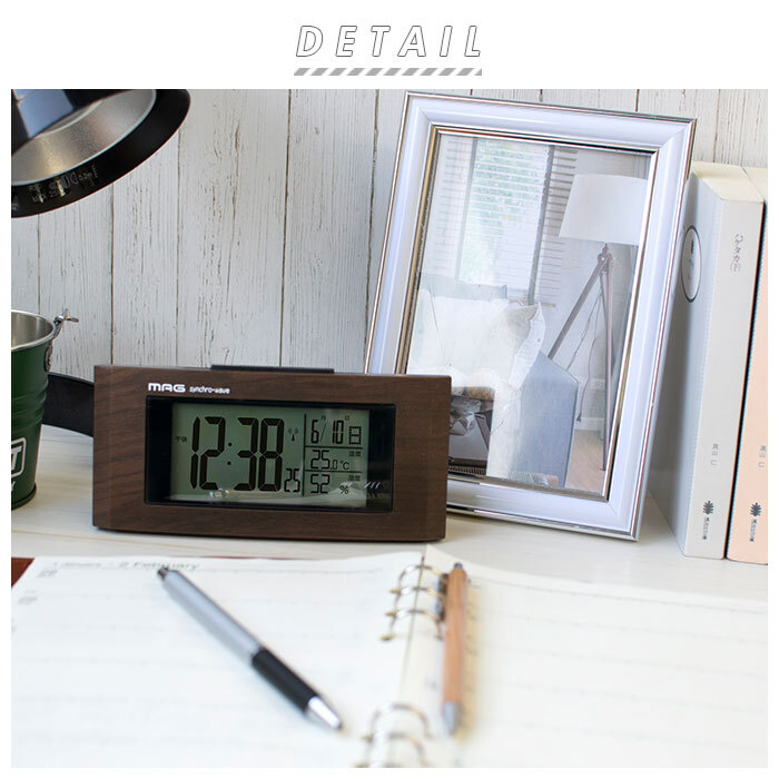 ☆ ブラウン 置き時計 電波 通販 おしゃれ デジタル 置時計 目覚まし時計 書斎 オフィス 木目調(diào) 寢室 スヌーズ 電子音アラーム ライト 小