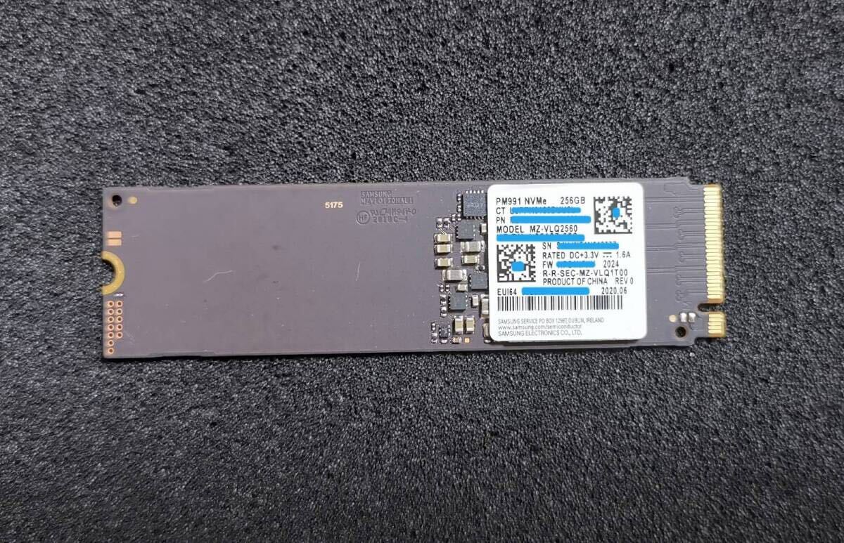 ((使用時間1012時・1枚限定)) SAMSUNG SSD PM991 256GB MZ-VLQ2560 M.2 NVMe PCI-e 2280