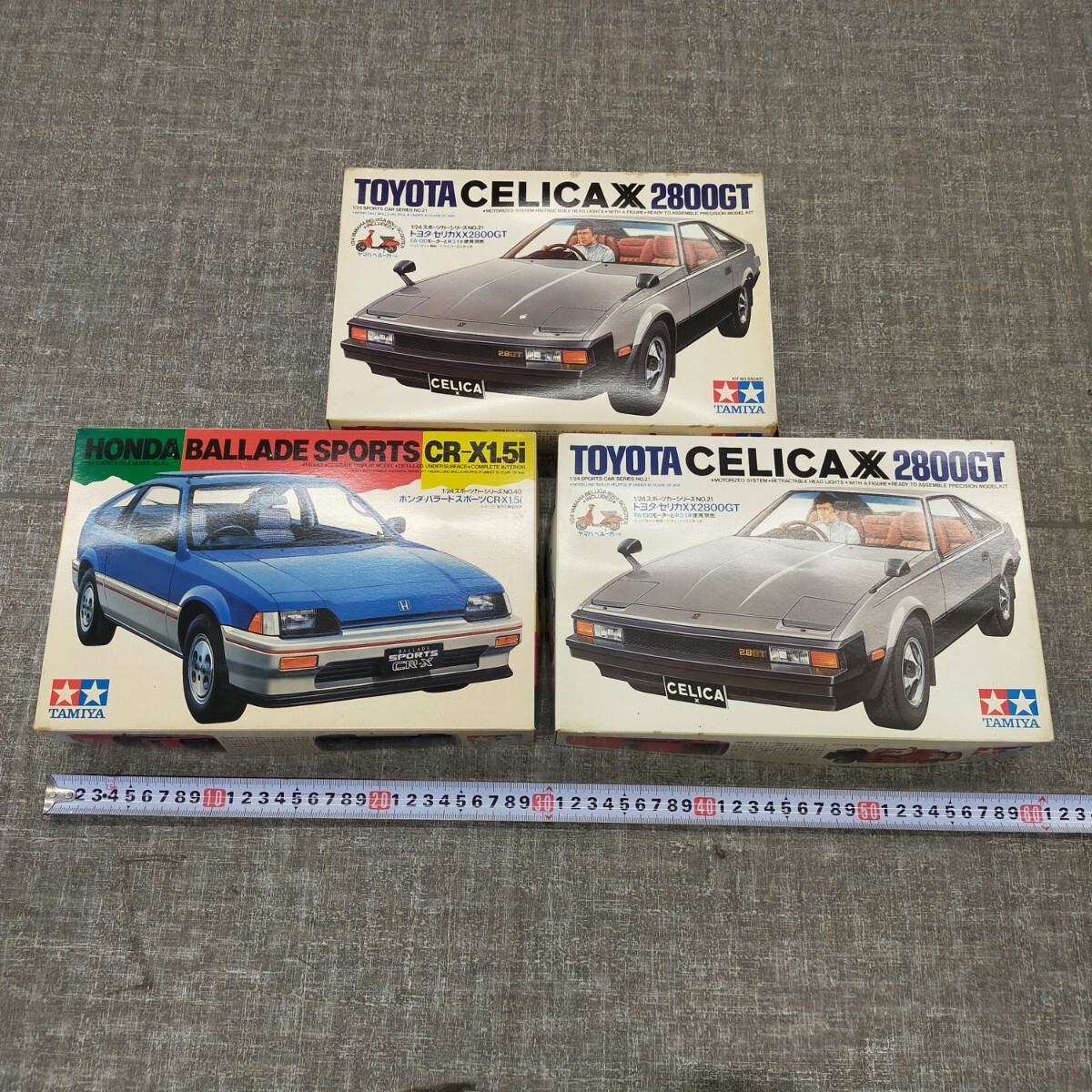 す2317 プラモデル タミヤ 1/24 トヨタ セリカ XX 2800GT ホンダ バラード スポーツ CR-X1.5i 3箱 ペイントマーカー付 まとめ売り ジャンク