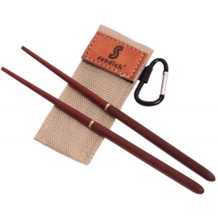  assembly type wooden chopsticks kalabina attaching storage sack mobile convenience compact light weight outdoor camp mountain climbing barbecue mahogany material strong SDKHS210