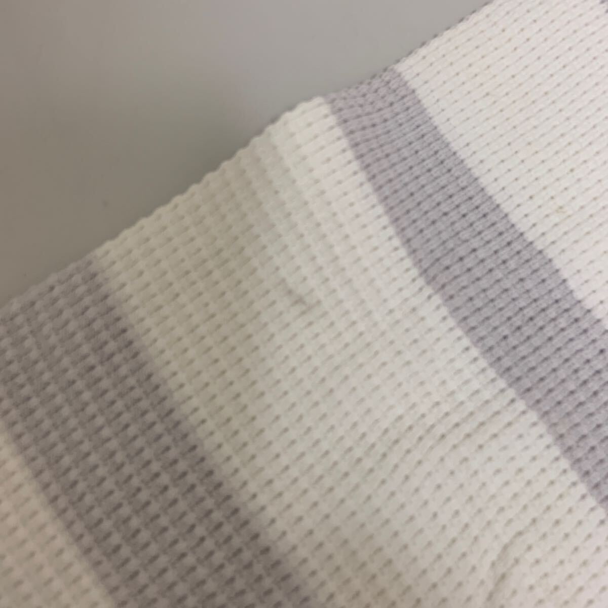 United Arrows (ユナイテッドアローズ) ワッフル半袖Tシャツ (太ボーダー ホワイト×ライトグレー)　Lサイズ