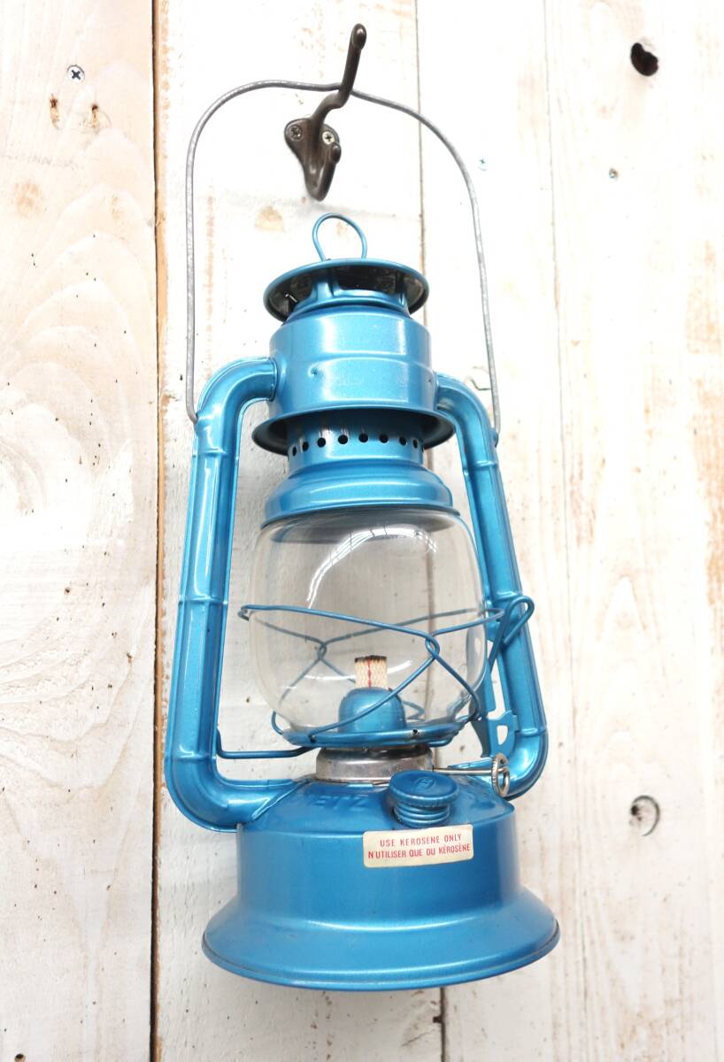レトロアウトドア　当時物＊DIETZ デイツ＊AUTHENTIC LANTERN オイルランプ 　ハリケーンランタン 　ランタン　照明＊NO.30　BLUE ブルー