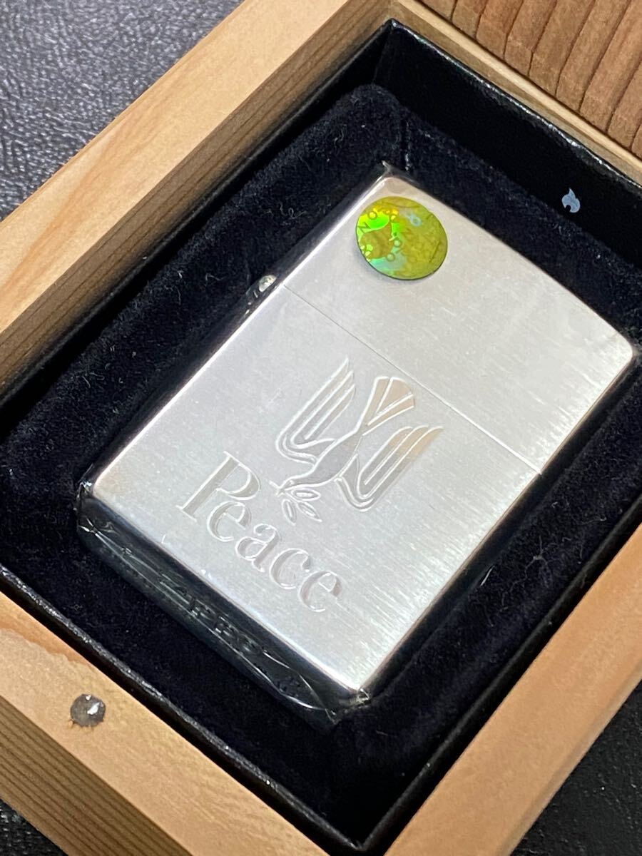 zippo ピース 限定品 両面刻印 希少モデル 2011年製 Peace NIPPON JT シリアルナンバー PE-NO.00913 専用木箱 ケース 保証書付き