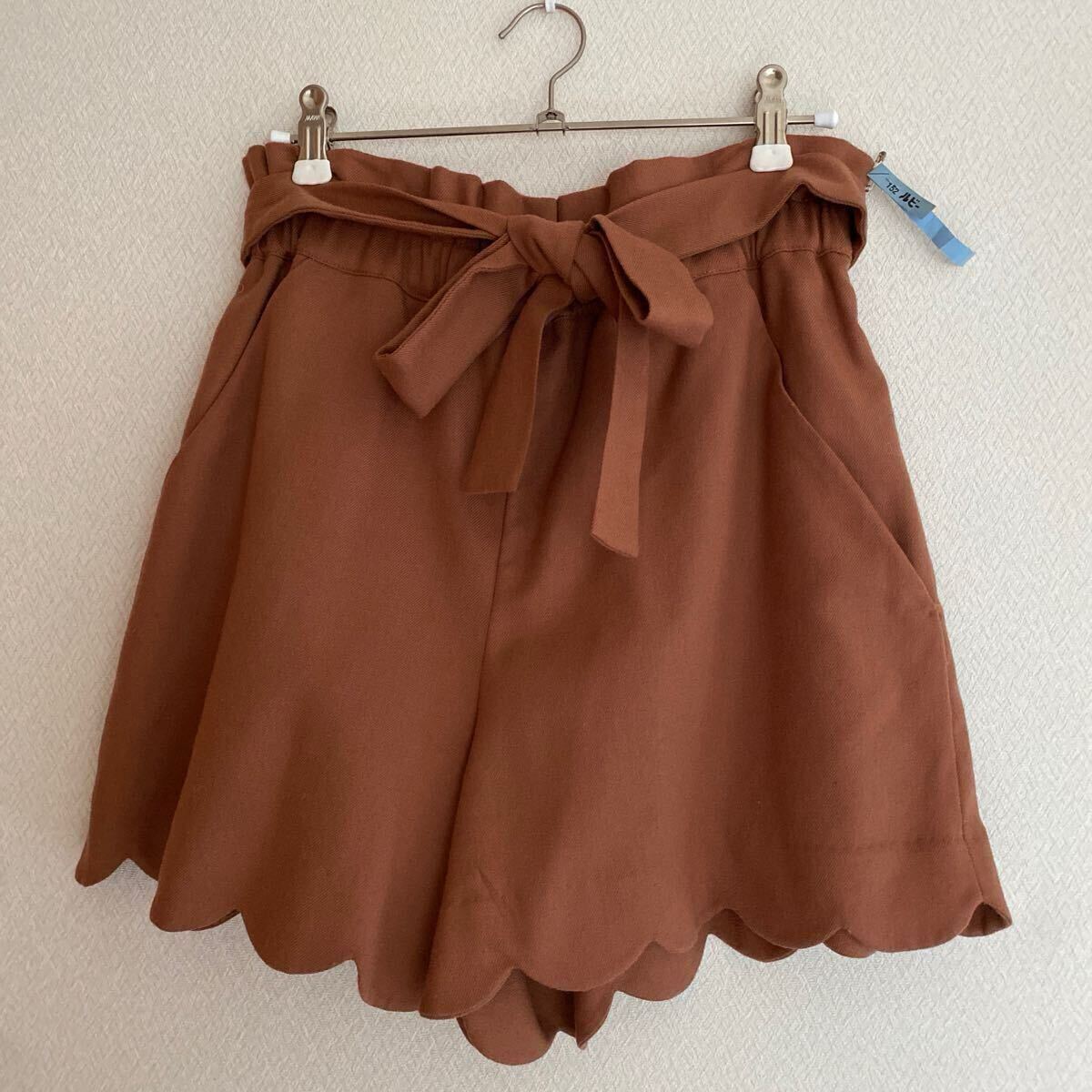 バナーバレット　キュロット　ショートパンツ　スカラップ　ピンクブラウンベージュ　短パン　ミニ丈