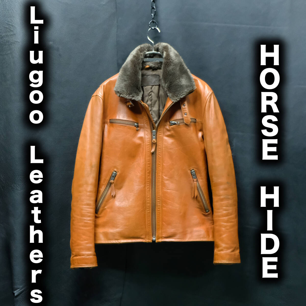 リューグーレザーズ　ホースハイド　シングルライダース　アイボリー　サイズM Liugoo Leathers 馬革 シングルライダースジャケット Mサイズ