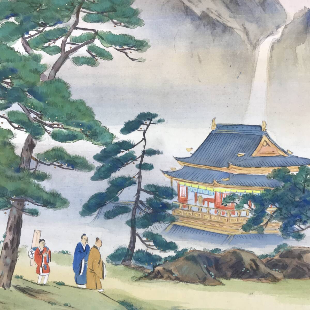 真作堀江春斎蓬莱山図蓬莱仙境図祝掛軸正月掛軸山水図横物掛軸 真作堀江春斎蓬莱山図蓬莱仙境図祝掛軸正月掛軸山水図横物掛軸