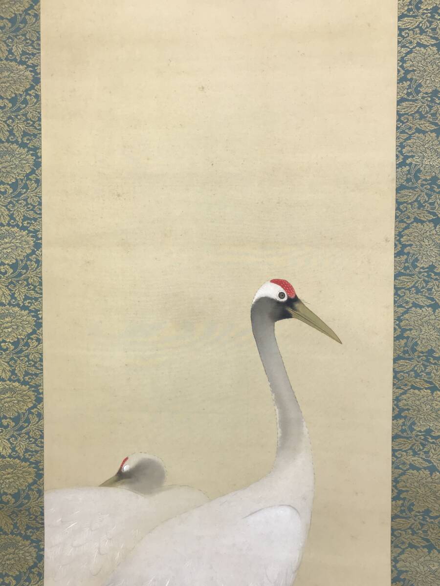 真作/西沢笛畝/双鶴図/ツル図/祝掛軸/正月掛軸/掛軸☆宝船☆AH-651 真作/西沢笛畝/双鶴図/ツル図/祝掛軸/正月掛軸/掛軸☆宝船☆AH-651