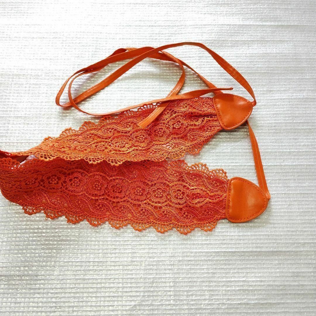 【オレンジ】レディース サッシュベルト 幅広ベルト 刺繍レース コルセットベルト