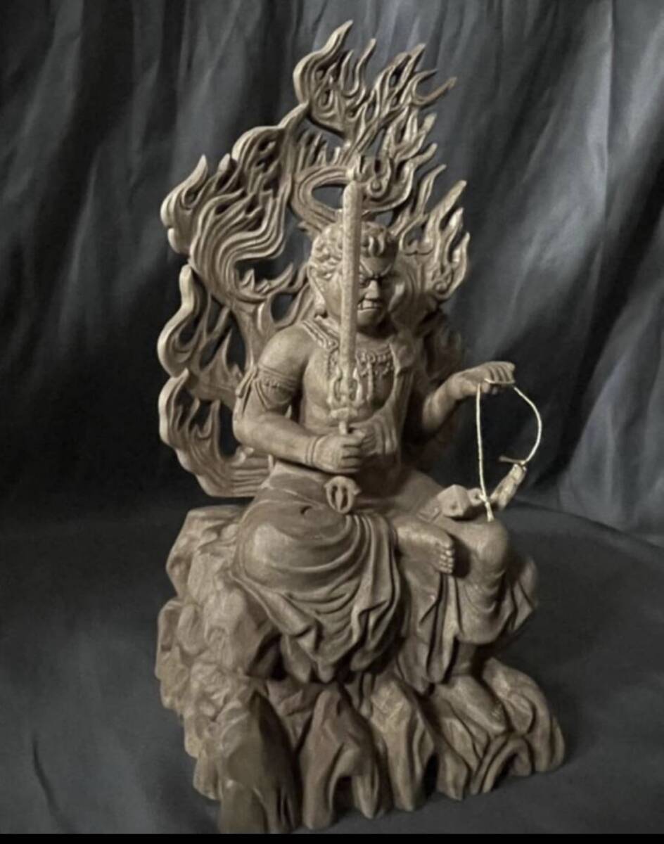 井波彫刻 仏教工芸品 総楠製 極上彫 木彫仏像 倶利伽羅不動明 井波彫刻 仏教工芸品 総楠製 極上彫 木彫仏像 倶利伽羅不動明