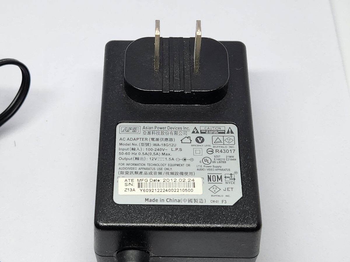 APD ACアダプター　WA-18G12U　バッファロー純正　BUFFALO　動作未確認_画像3