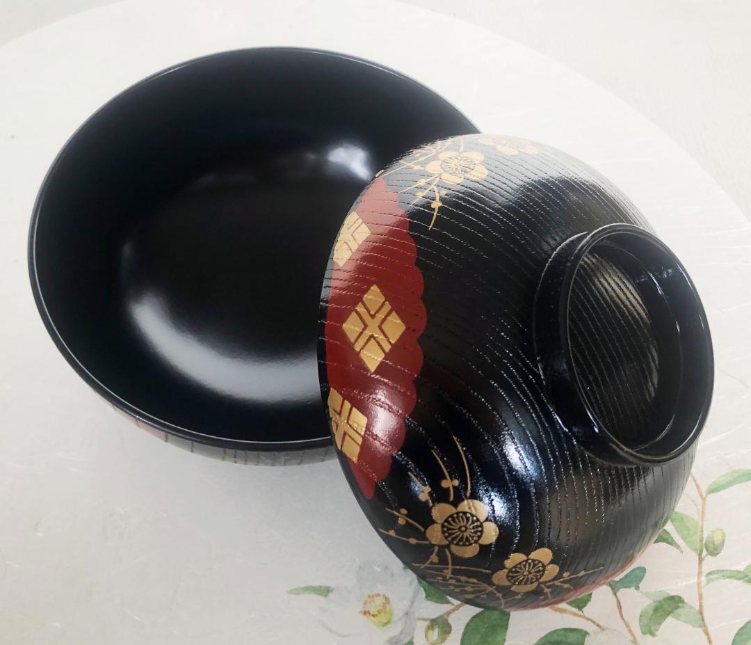 煮物椀 正法寺椀 丸型 黒塗 樹脂製 五客 在庫整理 雑煮椀 おせち_画像4
