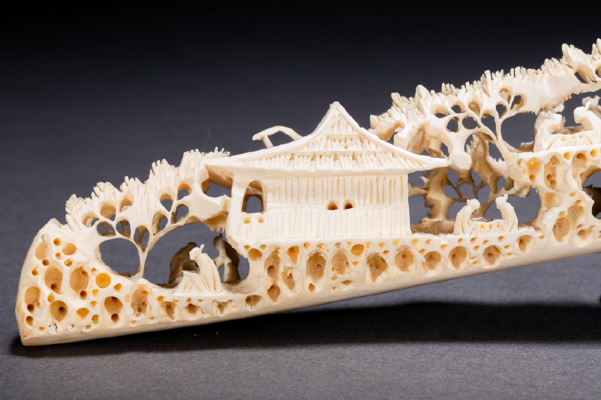 善古堂】某有名オークション買入 時代物 特種白材 透かし彫り