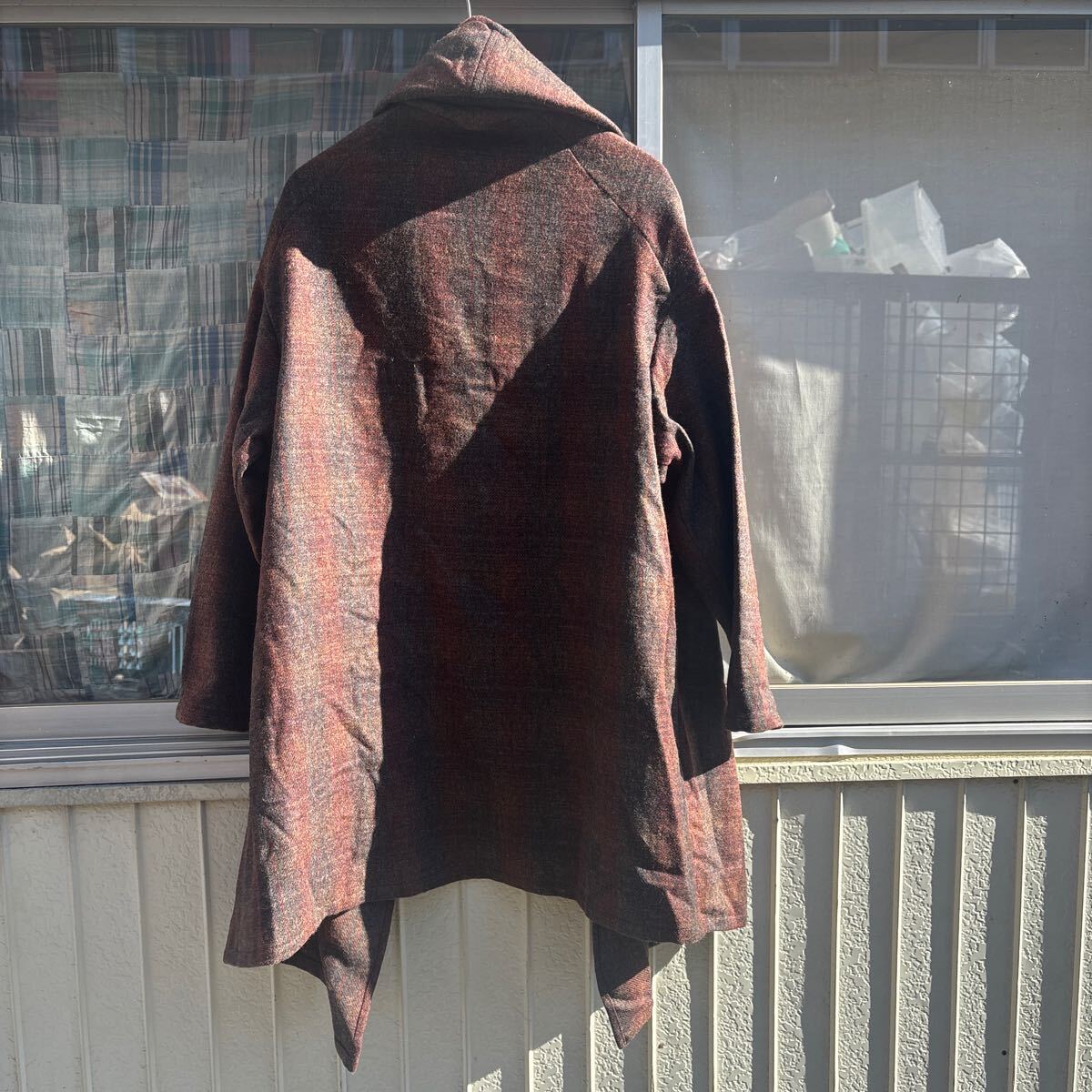 mizuiroind ミズイロインド ショールカラー チェック ウールコート_画像3