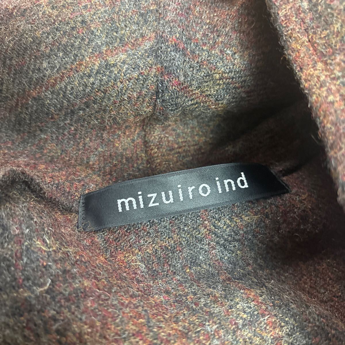 mizuiroind ミズイロインド ショールカラー チェック ウールコート_画像5