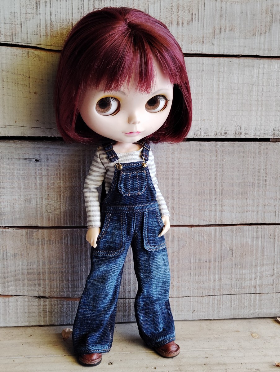 デニムオーバーオールUSED加工１１１　ネオブライス　リカちゃん　オビツ　ピュアニーモ　ハンドメイド　アウトフィット　Blythe outfit