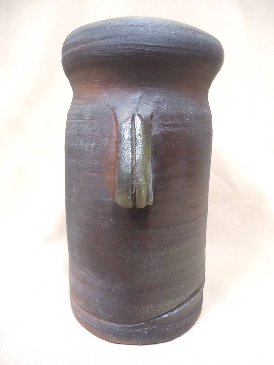 91 備前焼 備州窯 山本 宗秀 耳付 花瓶 約19.8×14×11cm 約1.45kg 91 備前焼 備州窯 山本 宗秀 耳付 花瓶 約19.8×14×11cm 約1.45kg