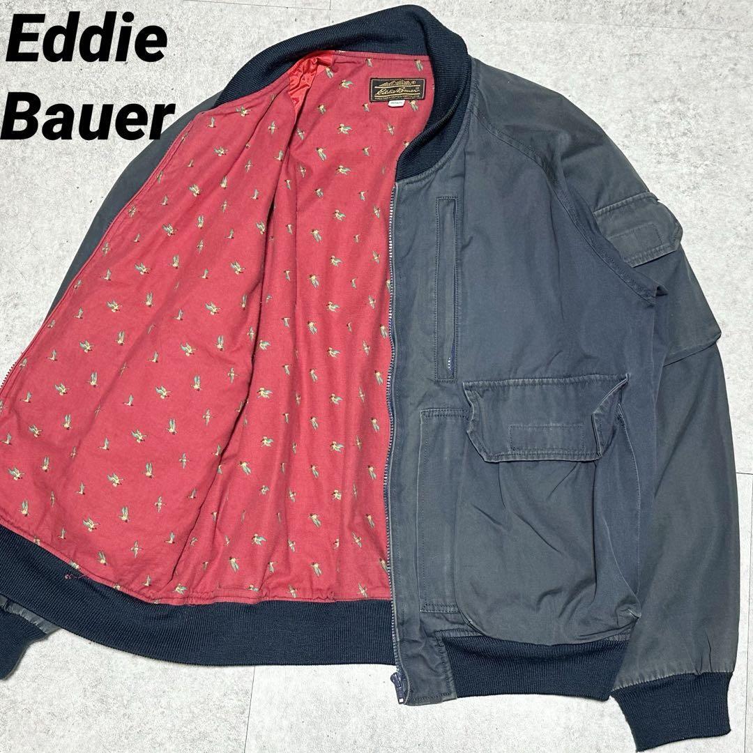Eddie Bauer 黒タグ 裏地総柄 コットンブルゾン 多ポケット Eddie Bauer 黒タグ 裏地総柄 コットンブルゾン 多ポケット