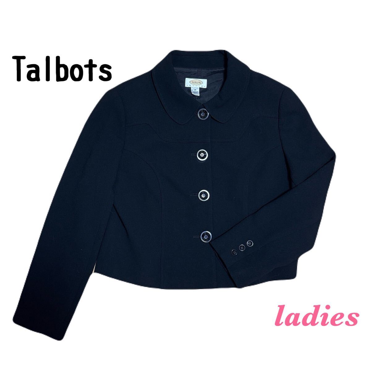 Talbots タルボット ジャケット 肩パッド 10 L相当 黒 ブラック レディース フォーマル オフィス