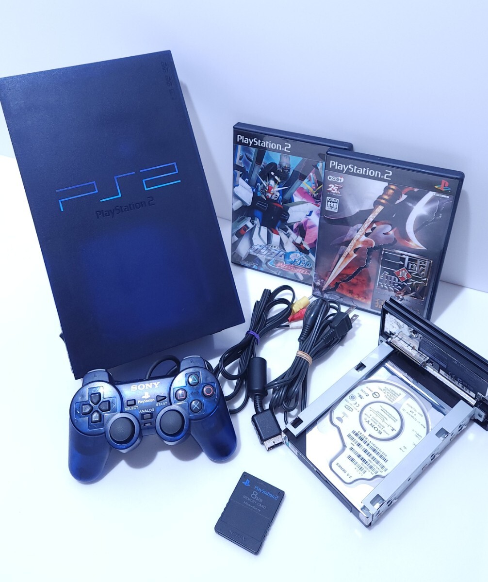 美品 動作品 希少カラー ミッドナイトブルー PS2本体 プレイステーション2 SCPH-50000MB/NH レトロゲーム, ゲームソフト セット (K-30)