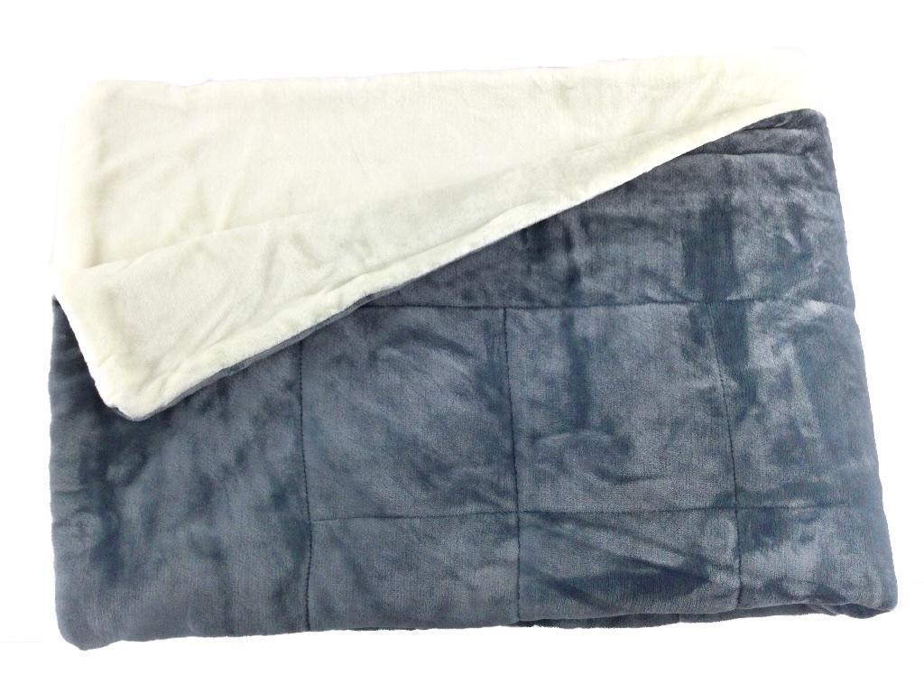 2枚合わせ中わた入り毛布 モイスト 吸湿発熱 フランネル ウォームコア シングル 幅140x200cm ブルーグレーxミルクホワイト 冬
