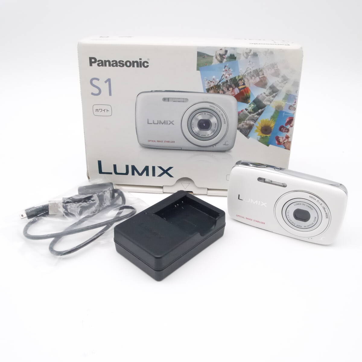美品 Panasonic パナソニック LUMIX DMC-S1 白 ホワイト 元箱あり コンデジ コンパクトデジタルカメラ #1266