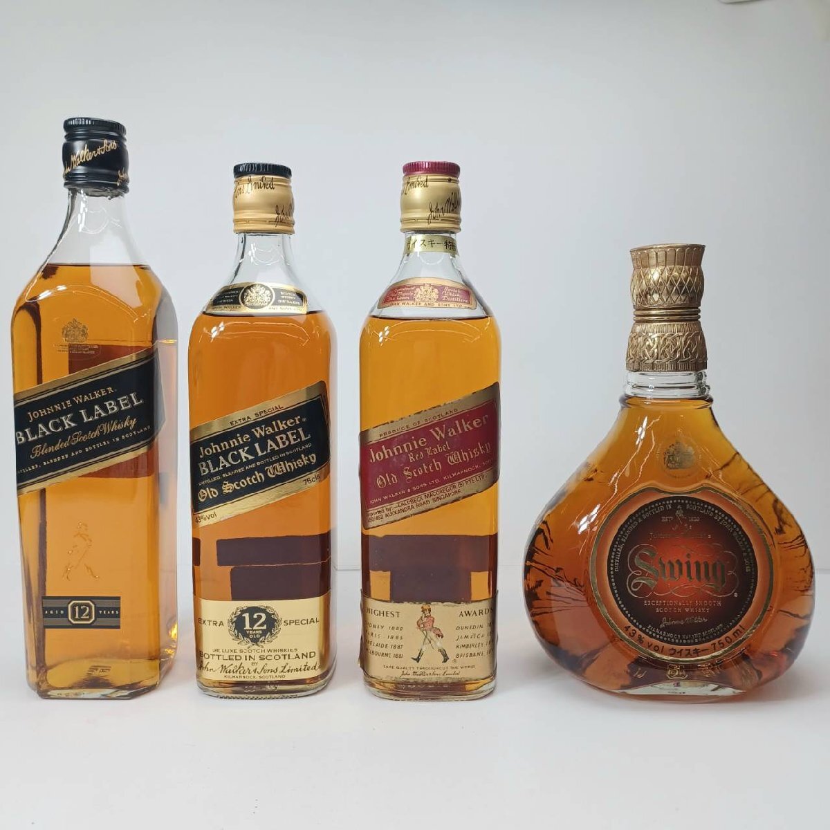 未開栓 ジョニーウォーカー 4本セット 700～750ml スイング/ブラックラベル 12年/レッドラベル A241114-5-A