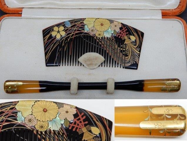 本鼈甲 櫛と笄 蒔絵 レタ-パックライト可 1125W11G