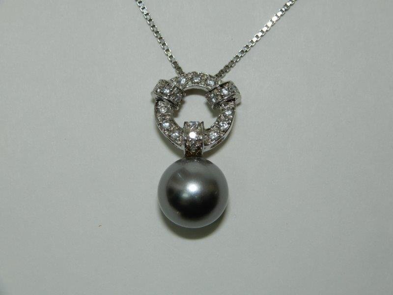 黒蝶真珠ネックレストップ 銀制金具 レターパックプラス可 1124W9G
