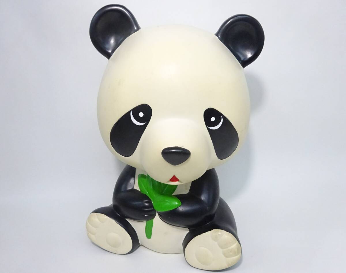 京都10☆ 希少 昭和レトロ ソフビ 人形 三菱銀行 パンダ 貯金箱 高さ 36cm フィギュア アンティーク