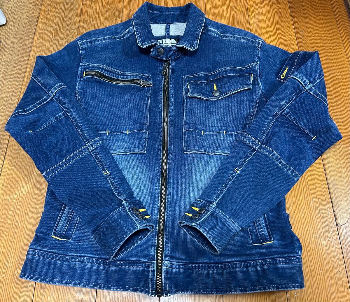 デニムジャケット Mサイズ 青 寅壱 TORA 作業服 おしゃれ デニム 美品 インディゴ ブルゾン ジャケット
