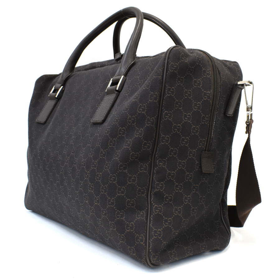  как новый Gucci 2way сумка "Boston bag" 196356 GG парусина Jaguar do темно-коричневый GUCCI