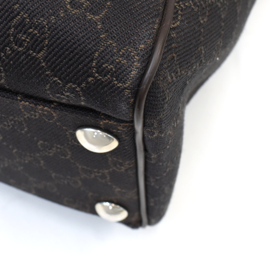  как новый Gucci 2way сумка "Boston bag" 196356 GG парусина Jaguar do темно-коричневый GUCCI