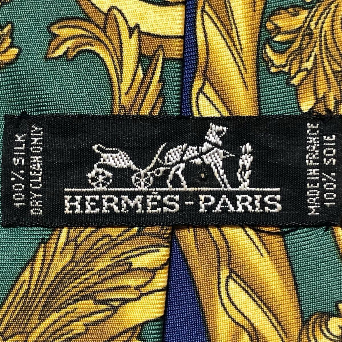 美品 希少デザイン HERMES エルメス ネクタイ スカーフ柄 黄金 美品 希少デザイン HERMES エルメス ネクタイ スカーフ柄 黄金