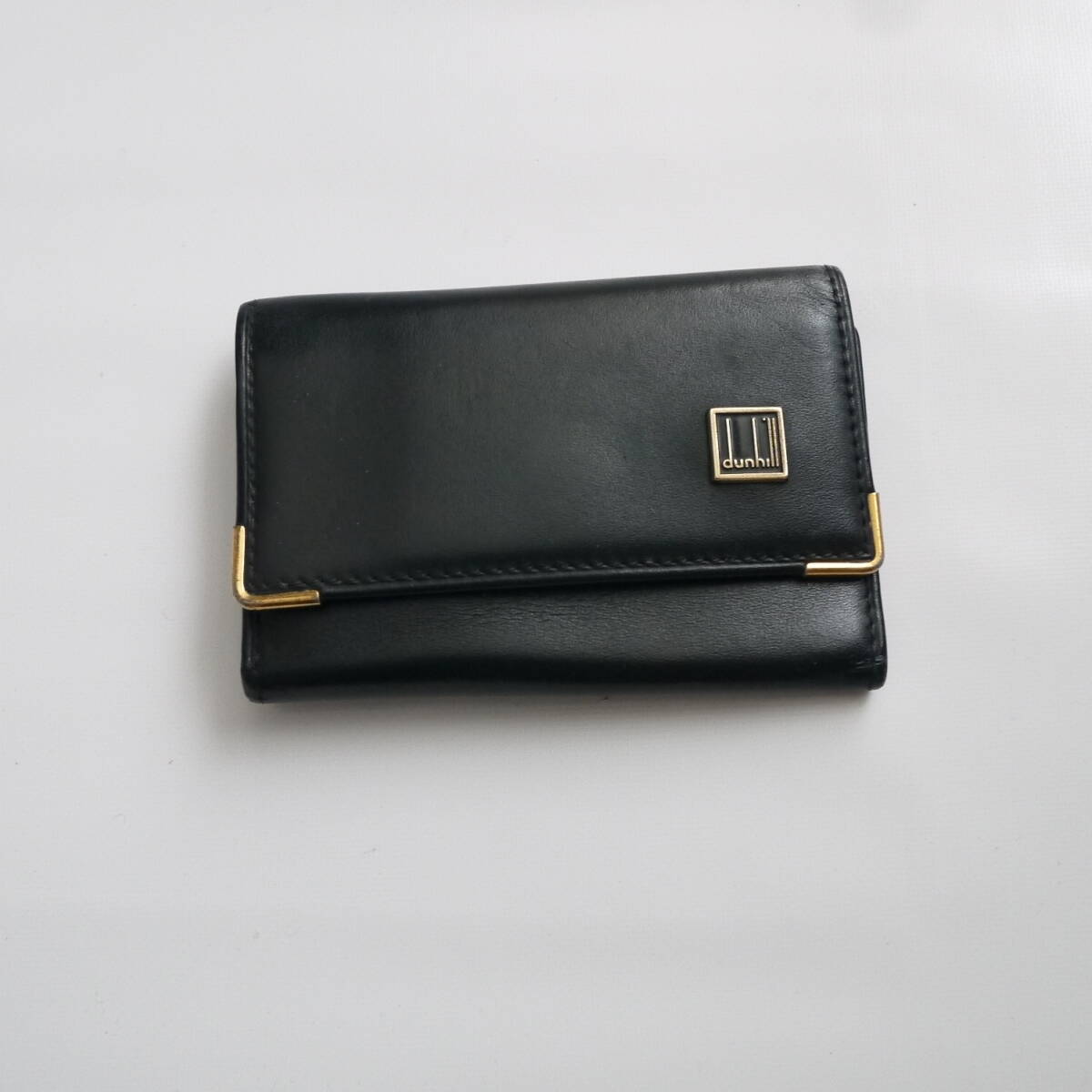 $ 美品 $ 訳あり ◆　dunhill ◆ ダンヒル ◆ ロゴ金具 ? 本革 レザー制 ◆ 4連キーケース ◆ 黒 ブラック ◆ イタリア制 ◆ 送料無料