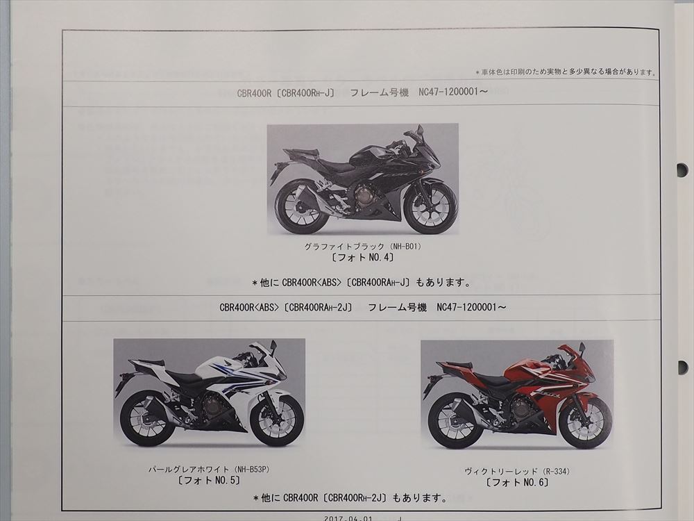 CBR400R ABS NC47-110 120 список запасных частей 2 версия эпоха Heisei 29 год 4 месяц выпуск 