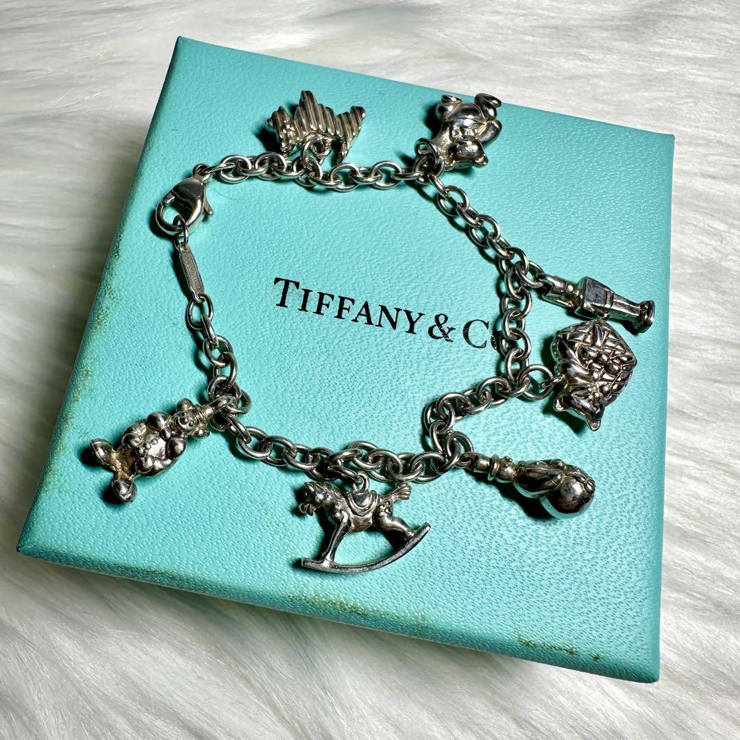 希少 Tiffany ヴィンテージ シルバー ブレスレット 7連 チャーム 希少 Tiffany ヴィンテージ シルバー ブレスレット 7連 チャーム