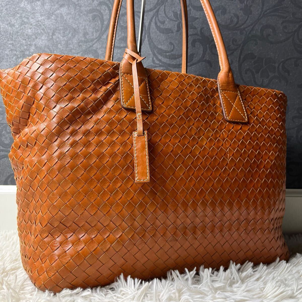 美品/A4可/土屋鞄 ニッティングメッシュ トートバッグ メンズ 編み込み イントレ ツチヤカバン ビジネス 肩掛け ブラウン 茶 本革 出張