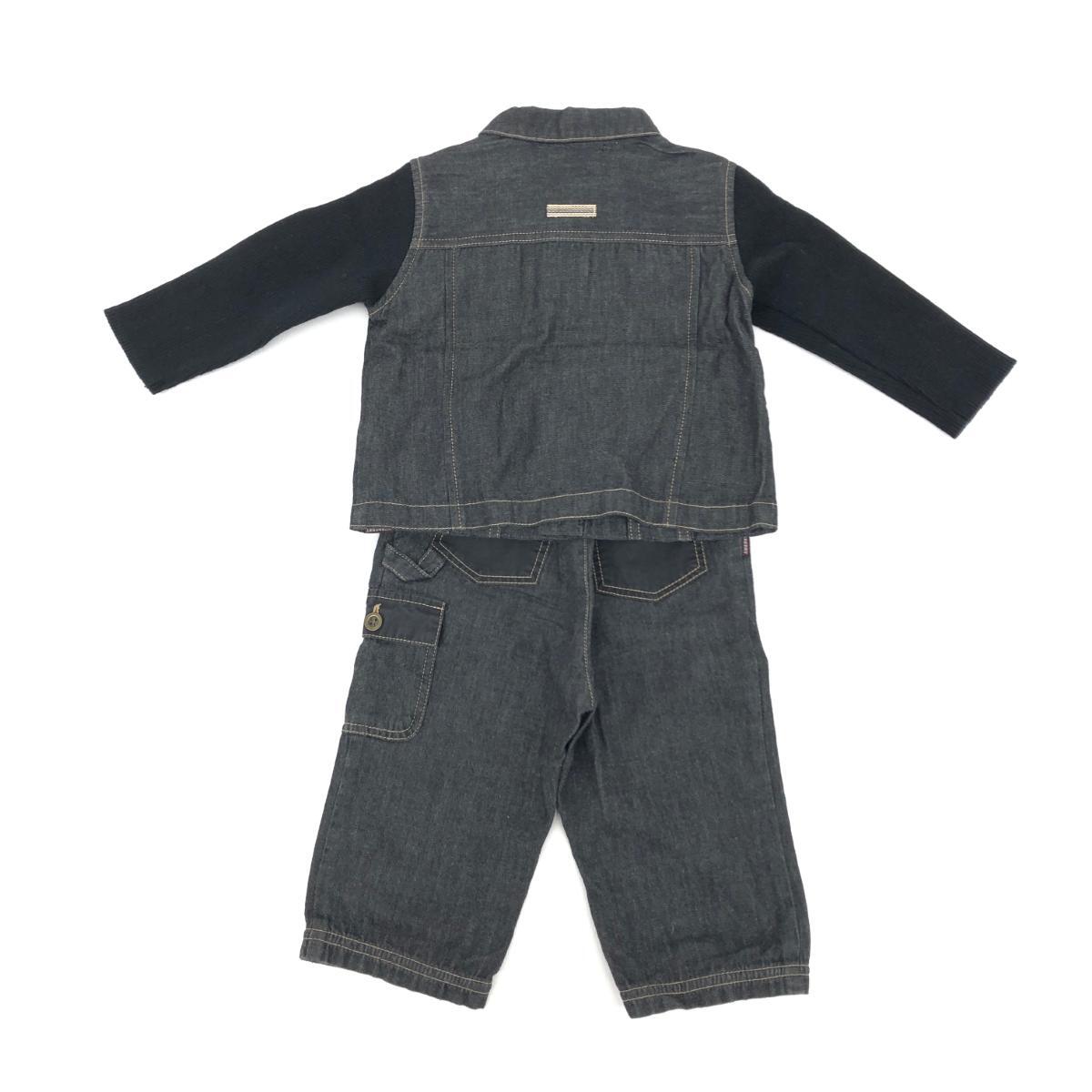 *BURBERRY LONDON Burberry London выставить комбинированный размер :80cm* черный Kids Denim style × ребра вязаный верх и низ в комплекте ребенок одежда 