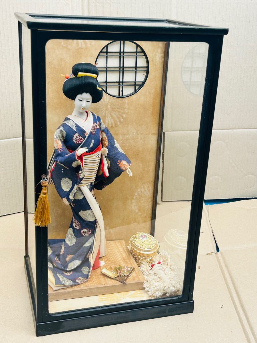 日本人形 ガラスケース付 和風 着物 置物