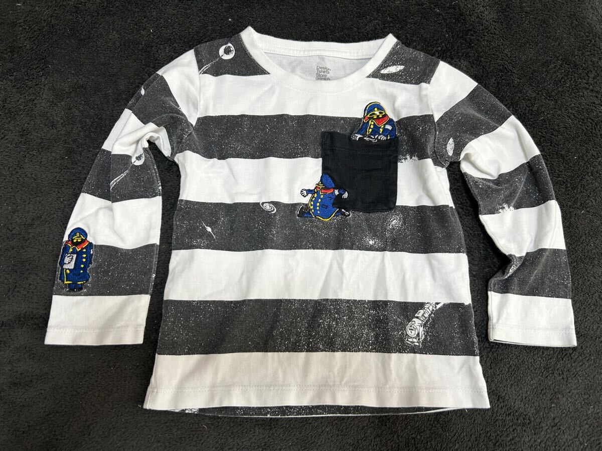 グラニフ　長袖Tシャツ　100センチ　トップス　キッズ　子供服　男の子　銀河鉄道999 車掌さん　ボーダー　刺繍　ロンT