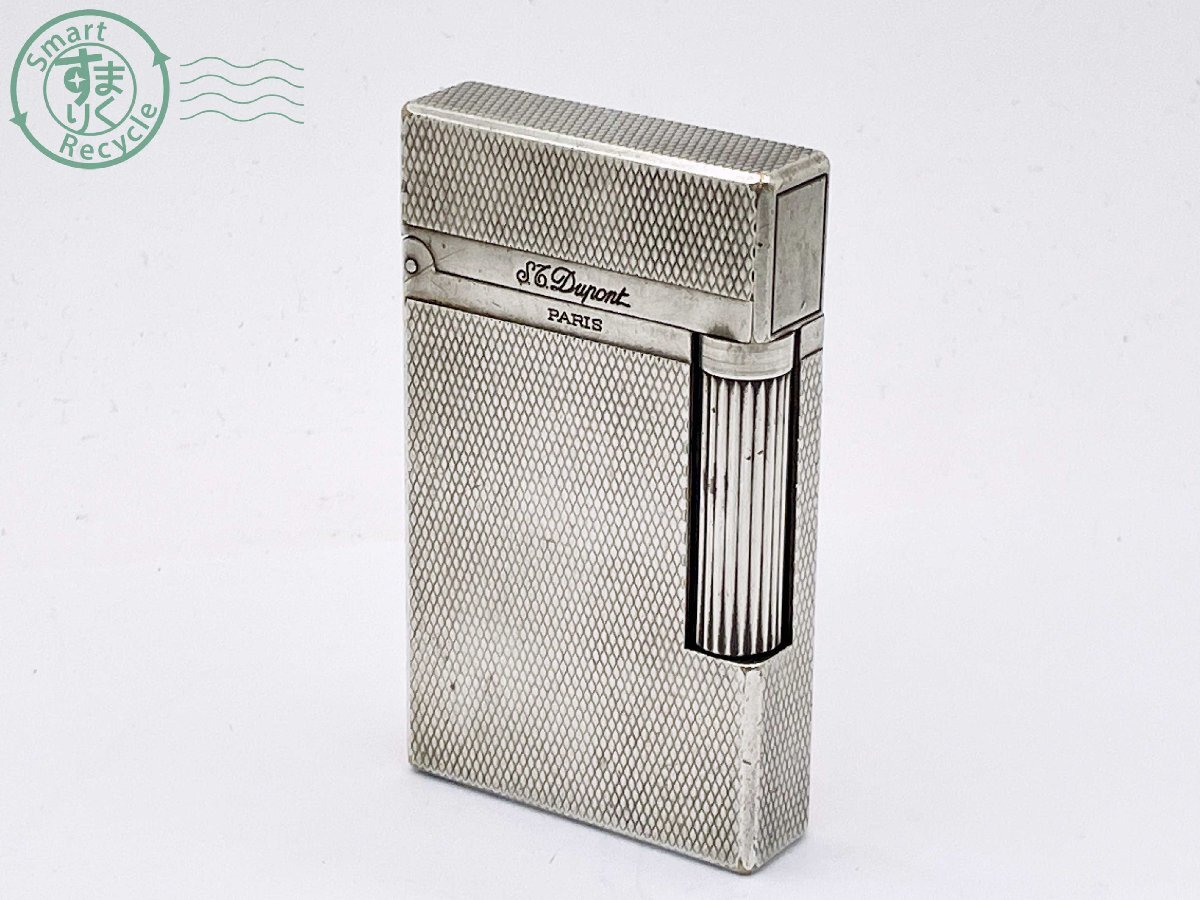 AK0602856　★ 1円～ S.T.Dupont エス・テー・デュポン ライン2 ローラーガスライター シルバー ウロコ柄 黄リフィル 火花・着火未確認
