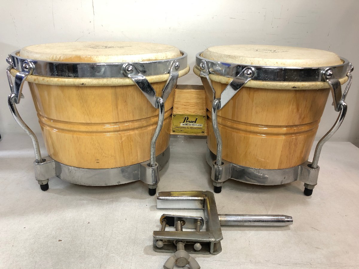 美品 Pearl　ホワイトウッド　ボンゴ Pearl ホワイトウッドボンゴ PROFISSIONAL PERCUSSION 幅240mm