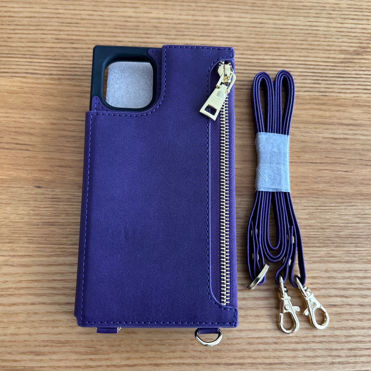 【未使用品】 iPhone 11 ケース 手帳型 ショルダー パープル No.3156_画像1