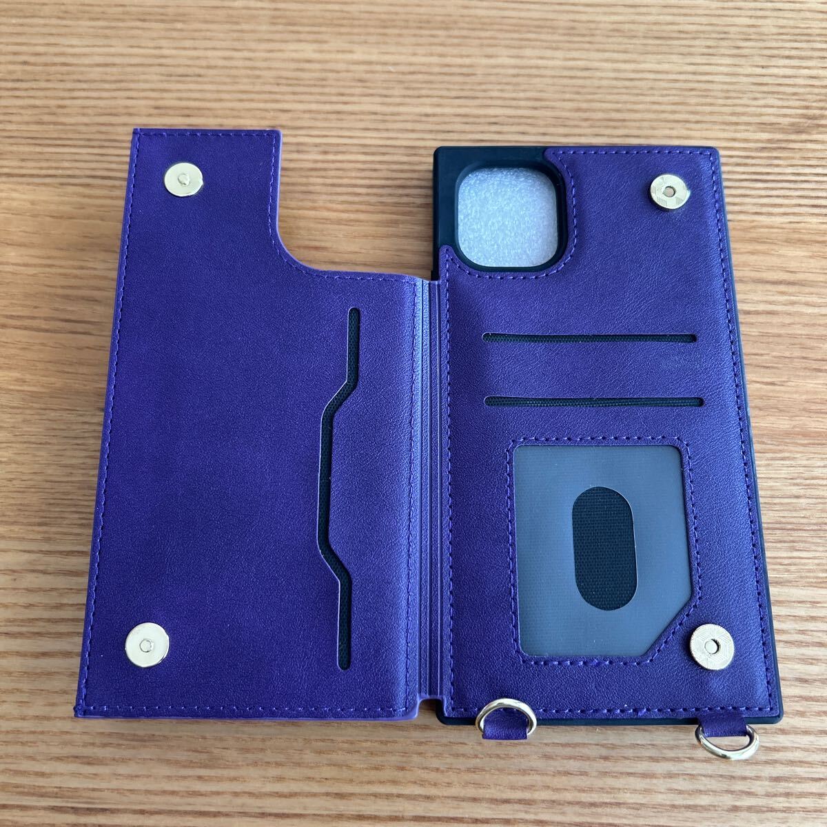 【未使用品】 iPhone 11 ケース 手帳型 ショルダー パープル No.3156_画像6