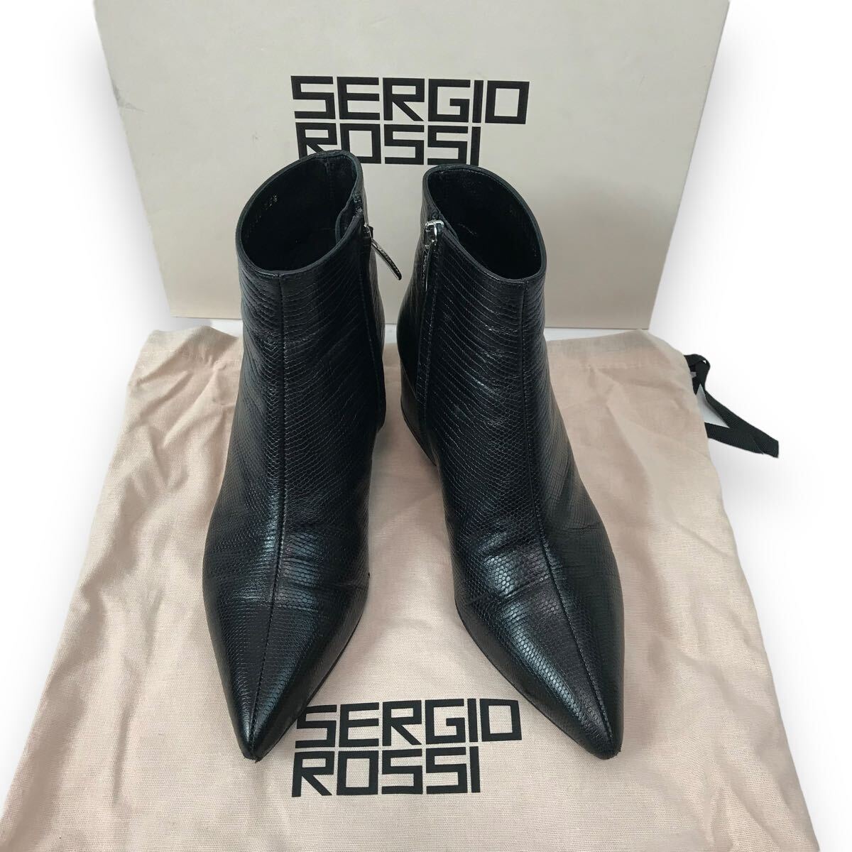 素敵★SERGIO ROSSI レザー ショートブーツ セルジオロッシ レザー ショート ブーツ(sergio rossi(セルジオ