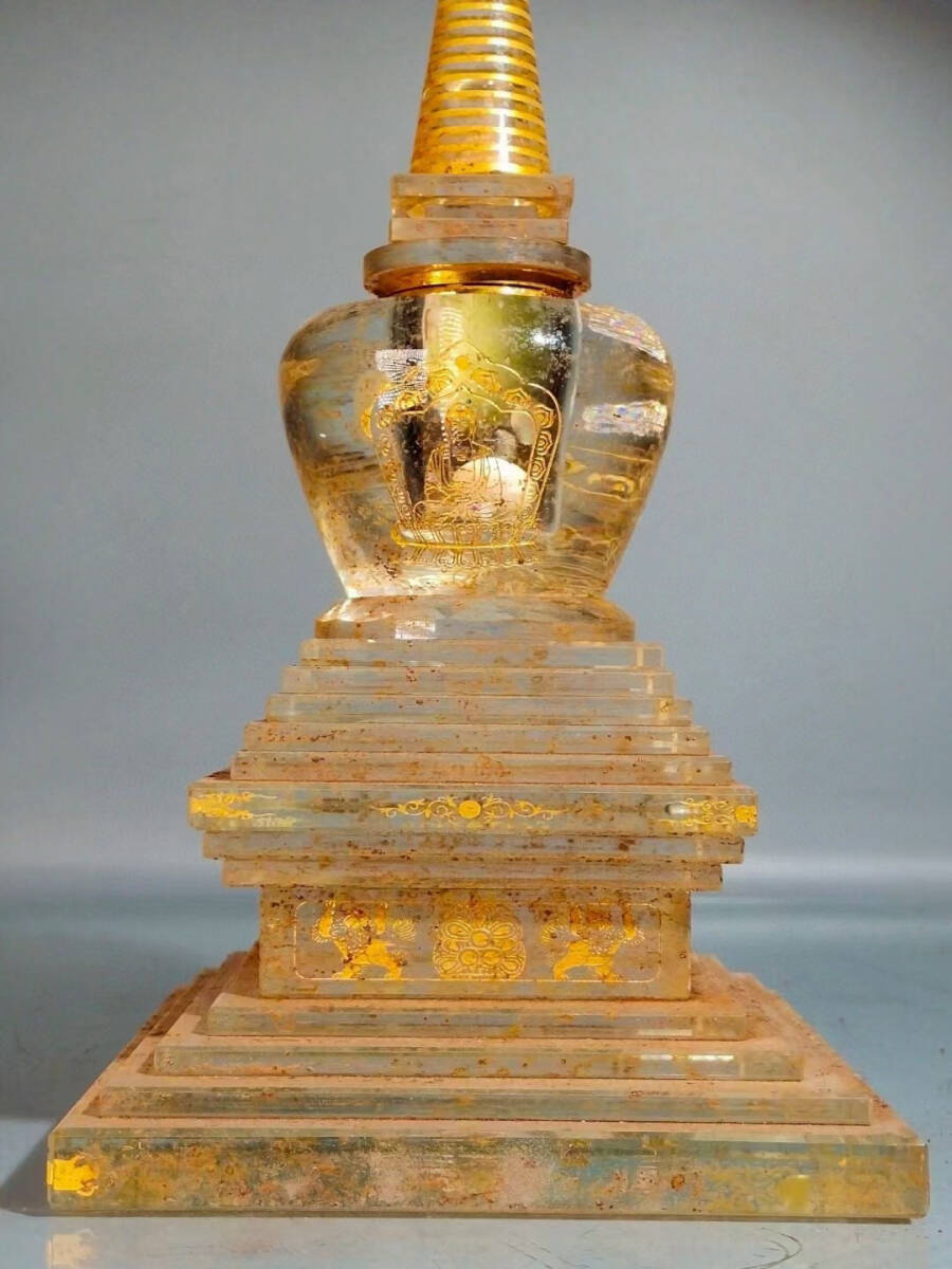 清・水晶細作・描金・仏塔・舍利塔・供養品・逸品仏具 』極細工 清・水晶細作・描金・仏塔・舍利塔・供養品・逸品仏具 』極細工