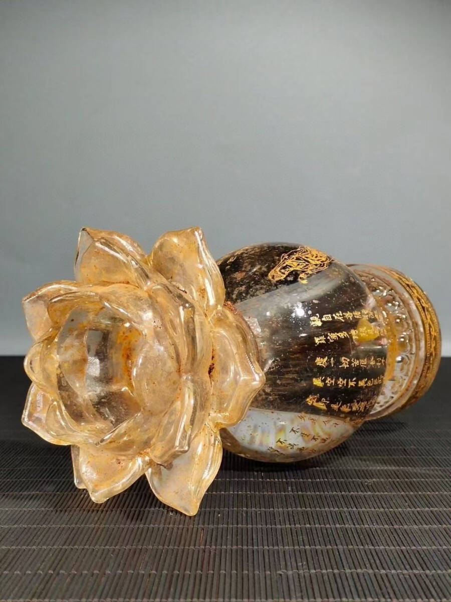 清・水晶細作・描金・仏塔・舍利塔・蓮花塔・供養品 』極細工 清・水晶細作・描金・仏塔・舍利塔・蓮花塔・供養品 』極細工